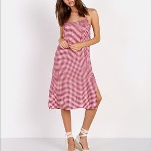 Show me your Mumu shiloh red gingham slip dress